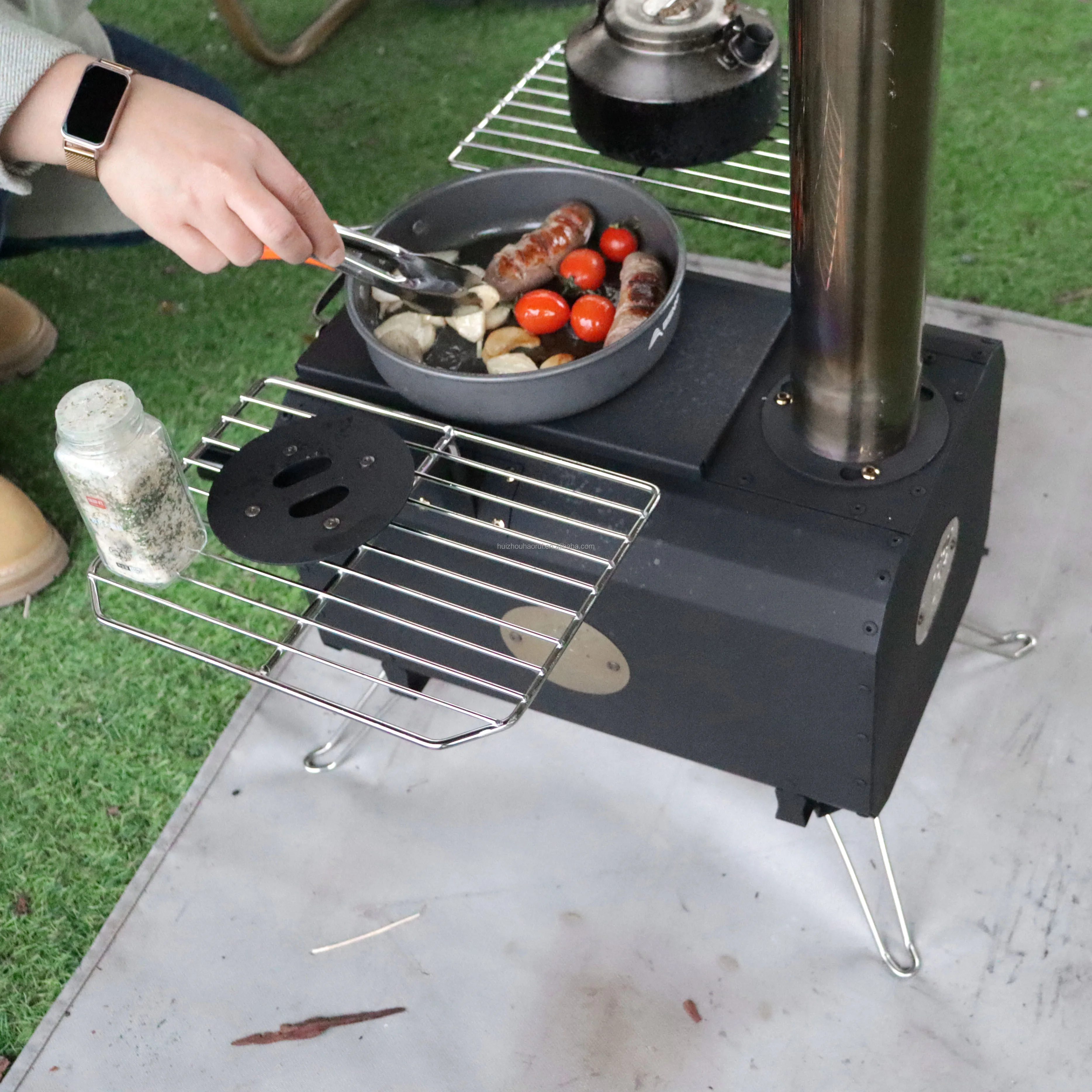 Portable Carbon Steel Outdoor Camping Tent Wood Burning Stove Multifunctional Tent Heating Stove