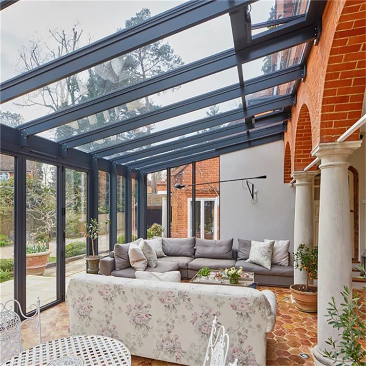 Best Quality Prefab Glass House Balcony Veranda Best Quality Houses Glass folding sunroom Modular Prefab Glass House