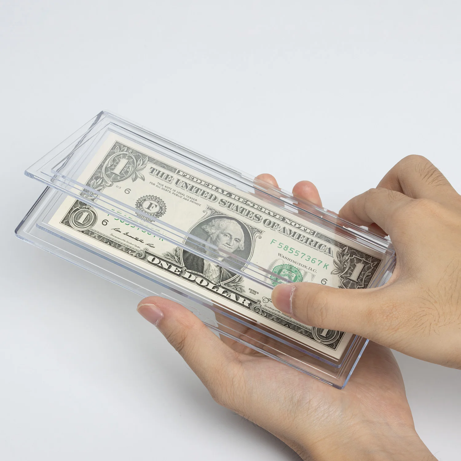 US Regular Bill Deluxe Currency Snaplocks Holders Double-Polished Clear Vinyl Bill Protector Sleeves for Numismatics Collectors