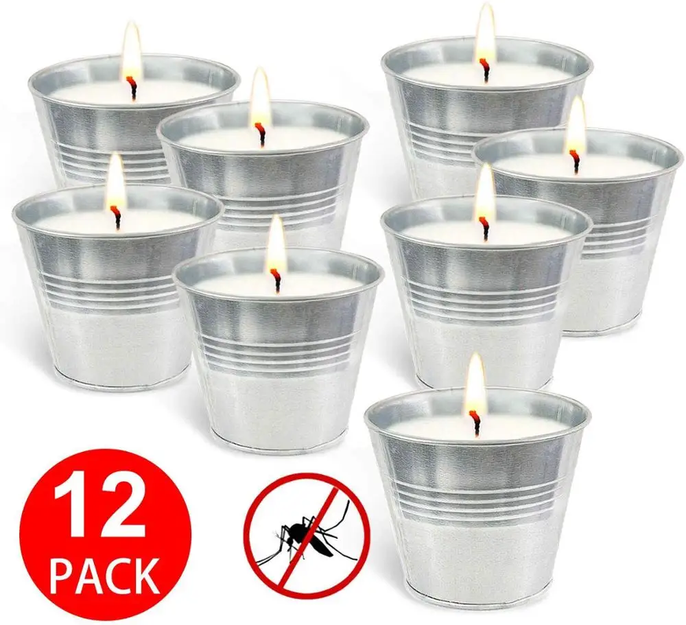 
New design High Quality Soy Wax Paraffin Wax Mosquito Repellent Bucket Outdoor Citronella Candle Set Of 12 