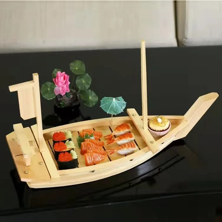 Most Popular Sushi Sashimi Platter Cuisine Wooden Boat for Sushi for Sashimi Board Seafood