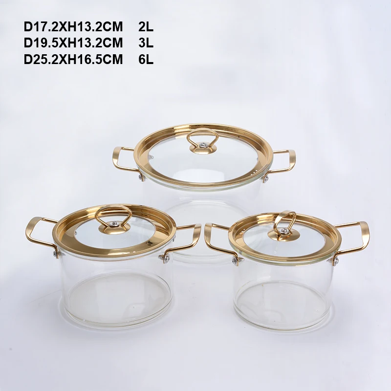 High temperature resistant household big capacity transparent double-ear glass saucepan soup pot