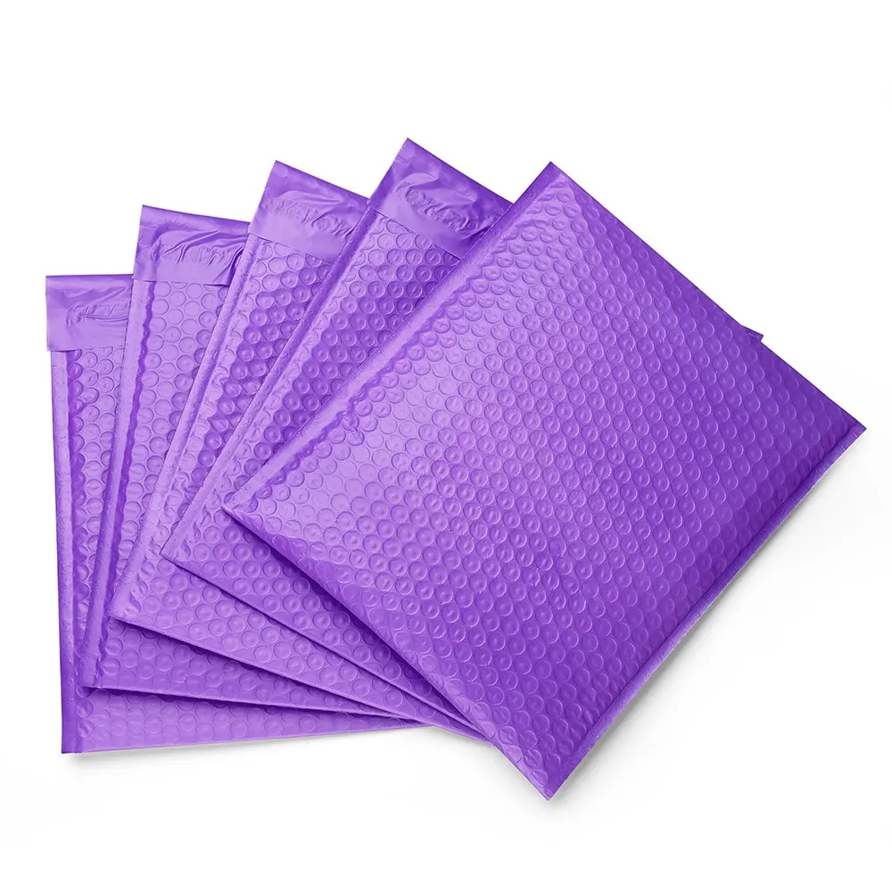 Custom Waterproof DHL Poly Bubble Mailing Packing Purple Bags Clear Plastic Polythene Bubble Mailers