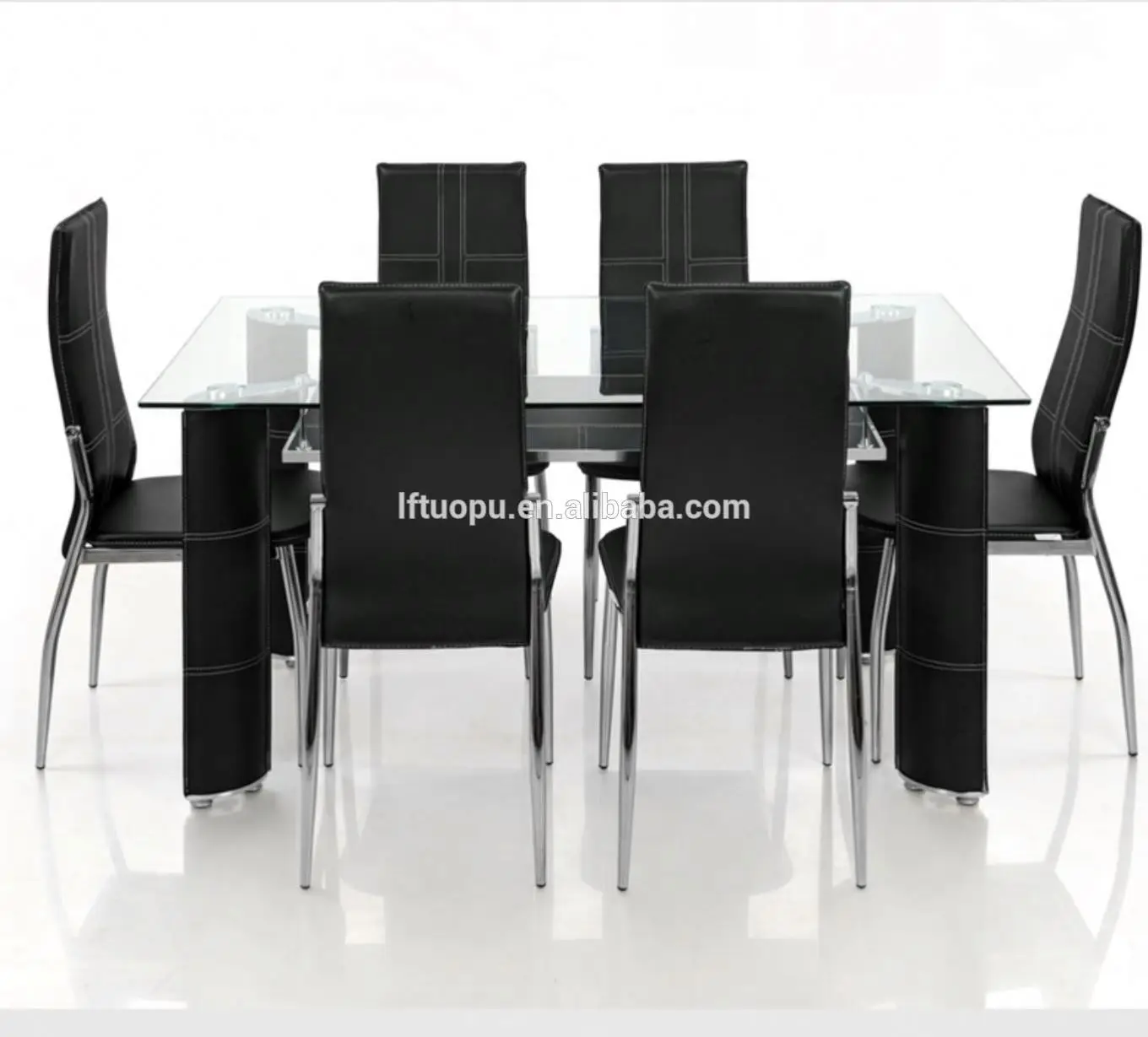 
Fresh sample simple model hot selling cheap price tempered glass dining table with metal legs 