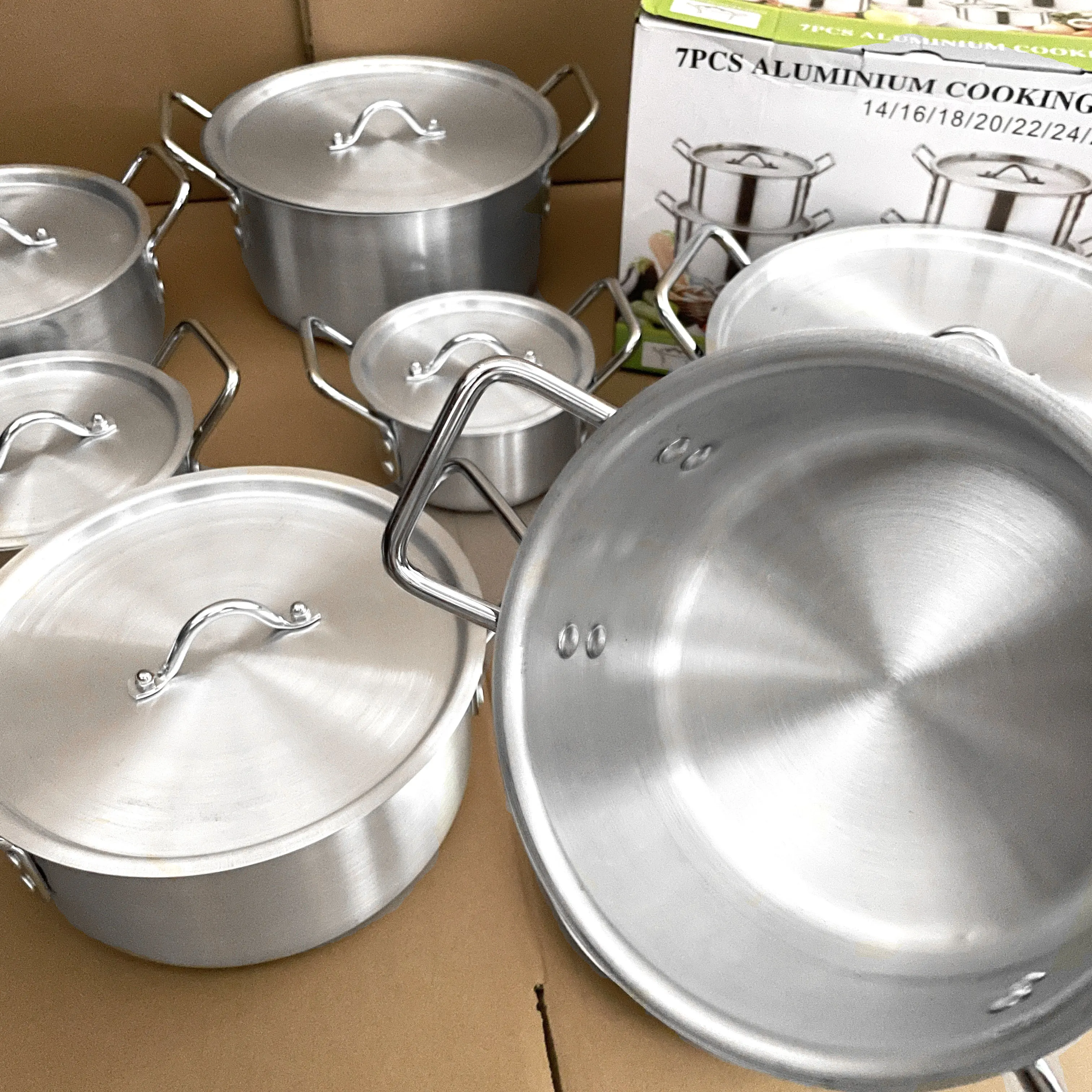 High Quality 14-Piece Cooking Pot Aluminum Cookware Set Large Capacity Pans Cooking Pot Sustainable Kitchen Soup Pots  With Lids