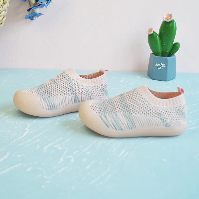 Little Girls Lovely Breathable Knitted  Sneakers Soft Bottom  Kids Casual Outdoor Daily Walking Kids Shoes