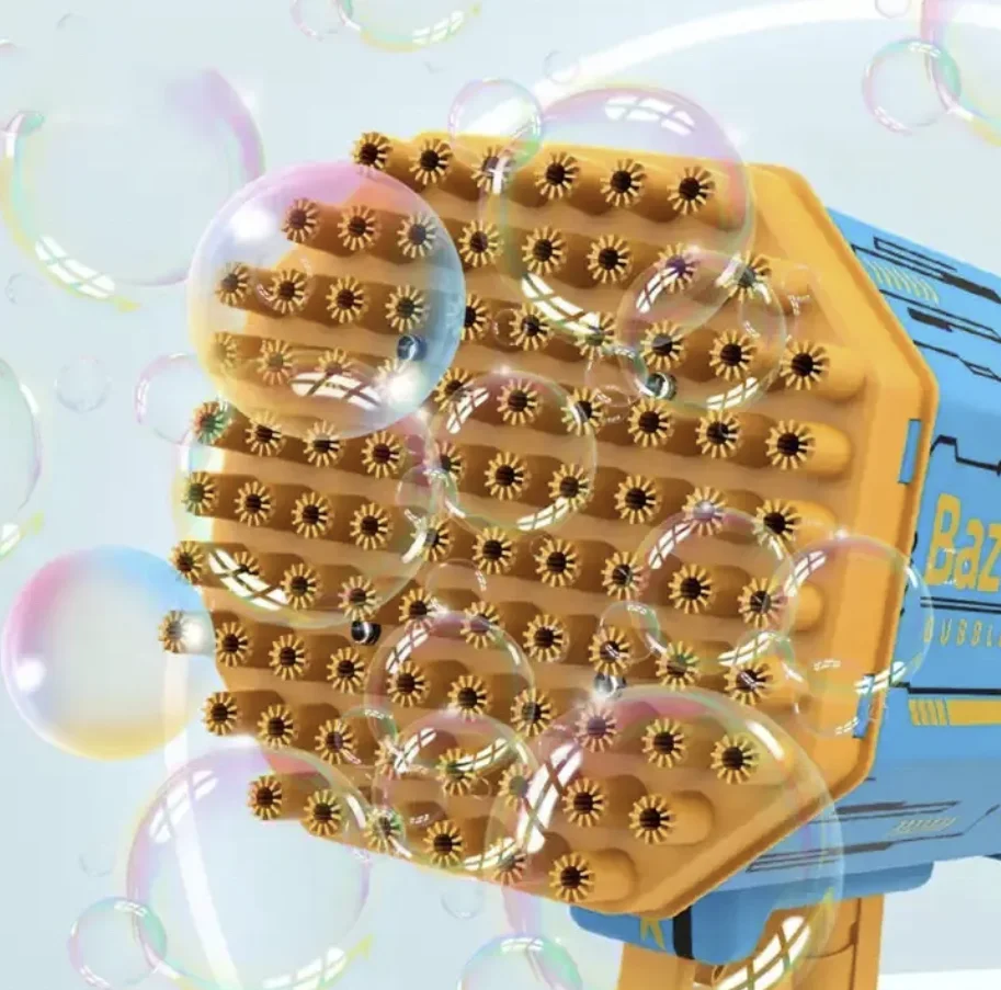 Popular New Electrical Summer Soap Water Blower Machine Rocket 69 Holes Gun Toy Bubble Bazooka Outdoor Toys For Children