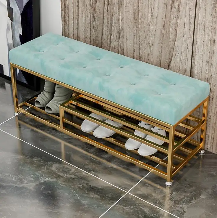 Nordic living room bench fashion shop shoes stool shoe store iron bench