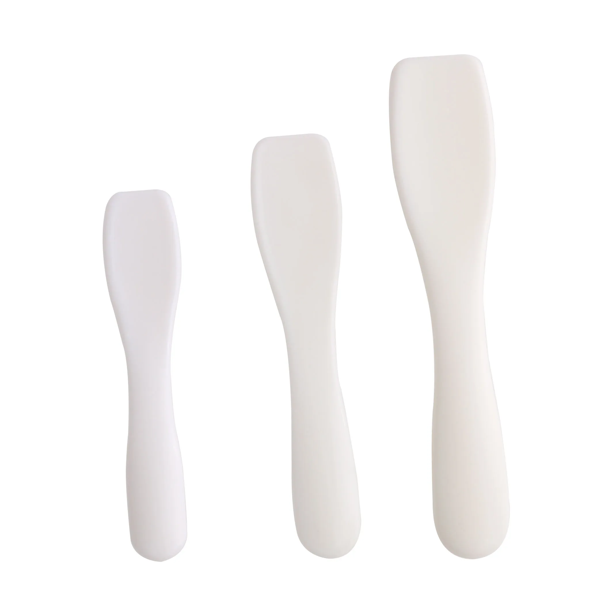 
Factory wholesale Mini cosmetic spatula scoop disposable white cosmetic eye spatula cream spoon plastic spoon 