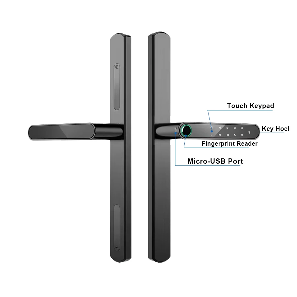 Fingerprint Recognition Code Combination Door Handle Tuya Smart TTlock Remote Unlock Voice Control Smart Lock