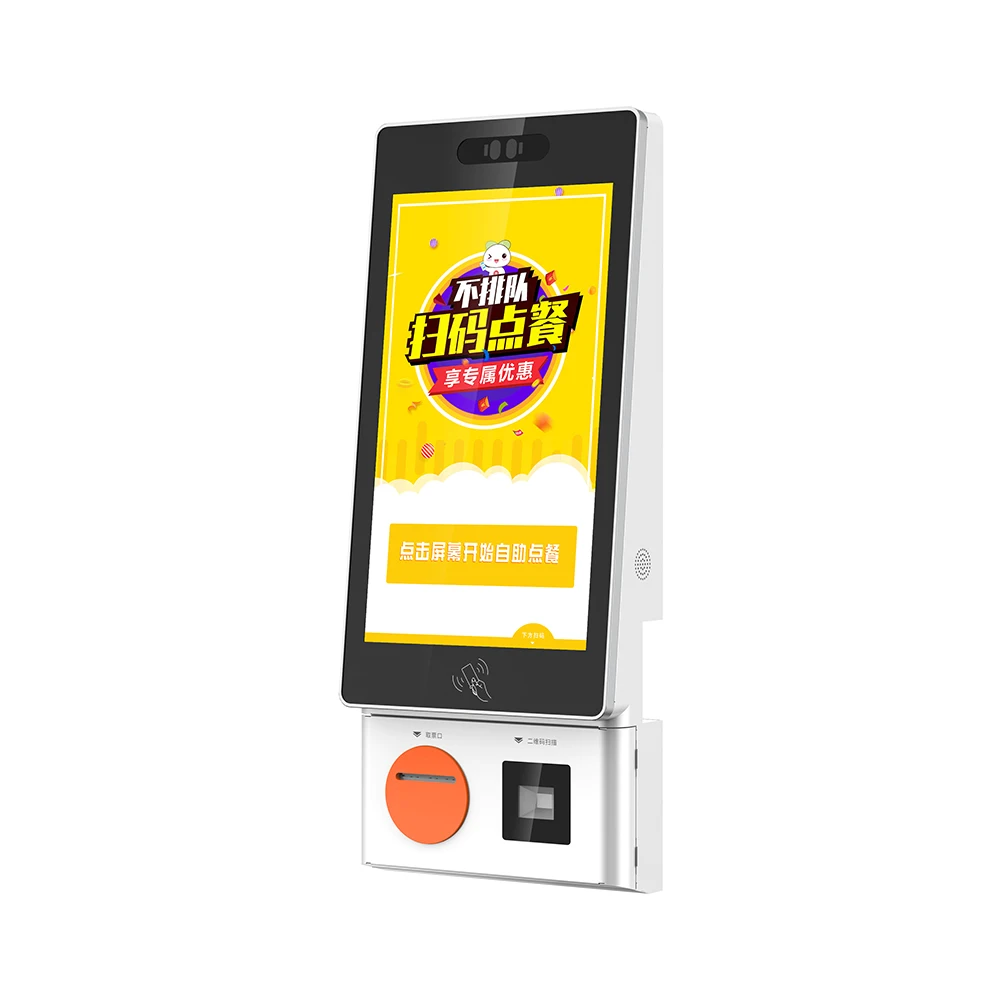 27 Inch Automatic Ordering Self Service Touch Screen Payment Kiosk With Thermal Printer For Fast Food