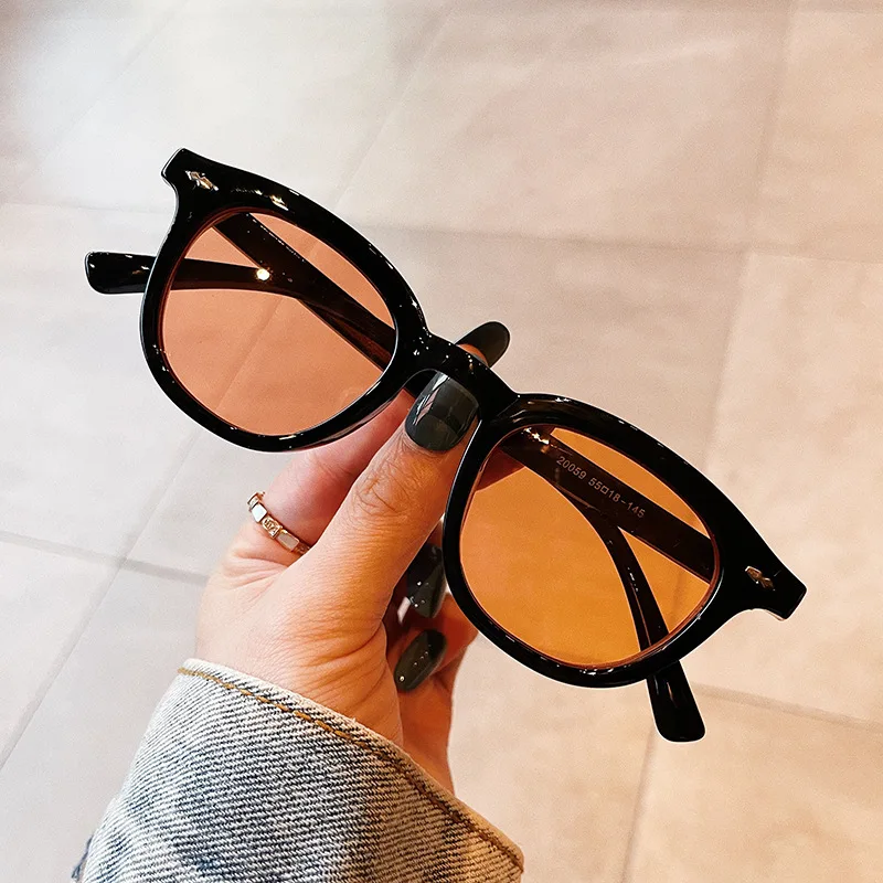 Trendy Retro Small Frame Sunglasses New Fashion Colorful Metal Rimless Square Lenses High Quality Custom Lens ocean lens Color