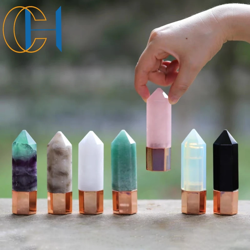 C&H Colorful Crystal Christening Gifts Refillable Roller Bottle Natural Jade Gemstone Roller Bottle