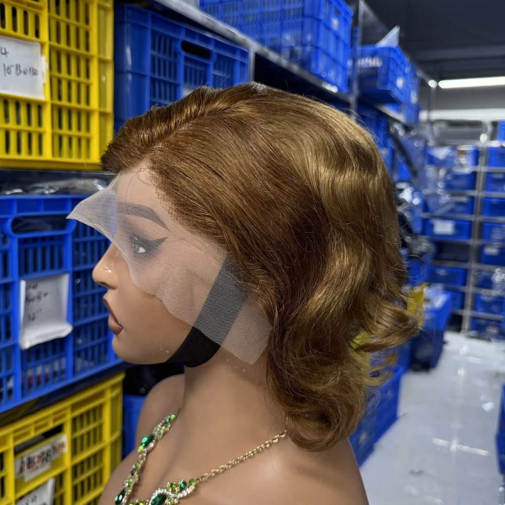 Short Pixie Cut Bob Wig Indian Virgin Remy 13x4 Transparent Full Lace Front Soft Swiss Lace Human Hair For Black Women