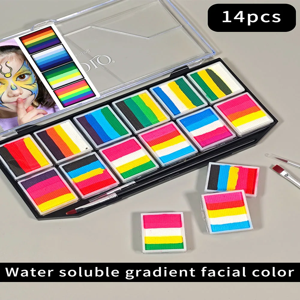 Professional Kits 12-Color Water Activated Split Color Painting Face and Body Paint for Cosplay and Festival Events