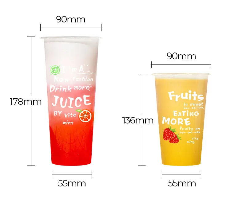 ODM/OEM  Disposable PP Plastic Cup With Lid Custom Logo Boba Milktea Cups Bubble Tea Cup