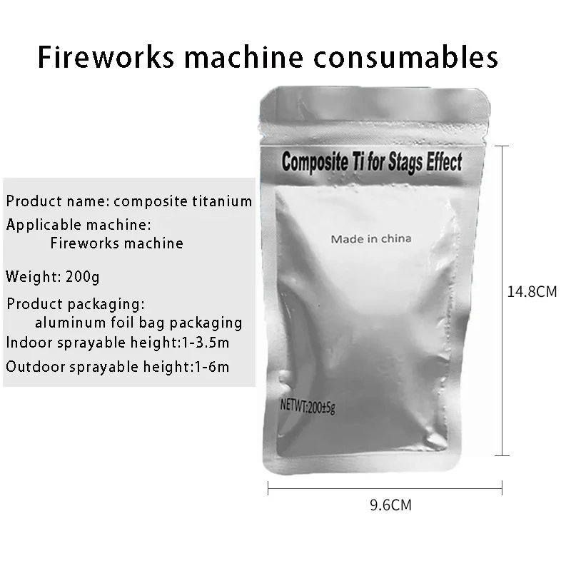 MSDS Certification 200g/Bags Titanium Metal Powder For Cold Spark Fountain Fireworks Spark Machine Consumables