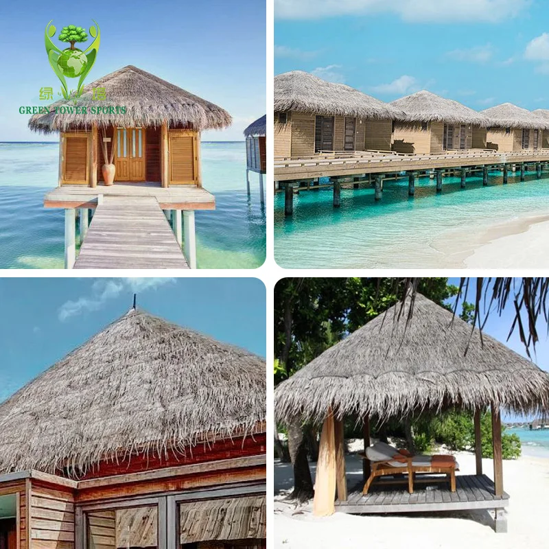 China Supplier OEM Custom Hot Sale Eco-friendly Waterproof  Artificial Thatch Roof Synthetic PE Material Simulated Straw