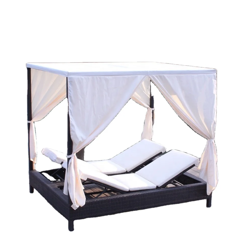 Modern Rattan Leisure Lounge Waterproof Day Bed  Outdoor Shade Daybed