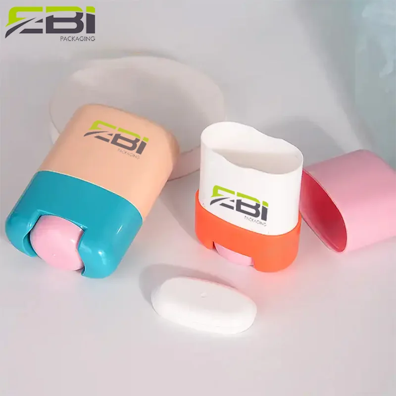 Deodorant Container PCR Sunscreen Stick Packaging for Sunblock Oval Shaped UV Shield Stick Recycled Plastic Custom Roll on