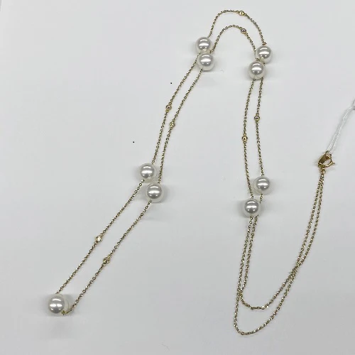 Japan CLASSIC Silver 925 Clasp Good Luster Natural Seawater Pearl Beaded Necklace Jewelry