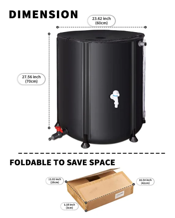 Waterproof PVC Tarpaulin Rain Water Barrel 100L-1000L Decorative Irrigation System Cover from 200L 250L 500L 700L 1000L