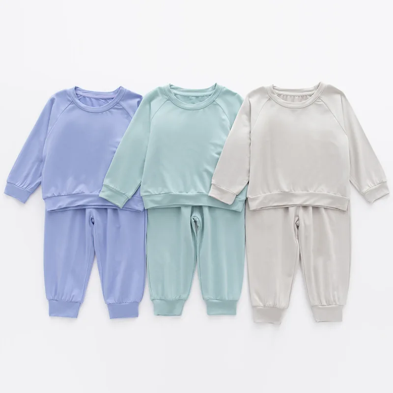 Bamboo Baby clothes spring and autumn suit fiber baby long pants split two-piece baby clothes for infants and toddlers