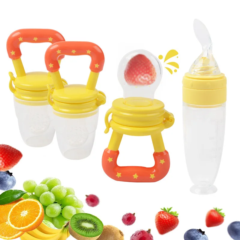 BPA free baby fruit feeder pacifier infant fruit teething toy silicone squeeze food dispensing rice Paste Bottle Feeder