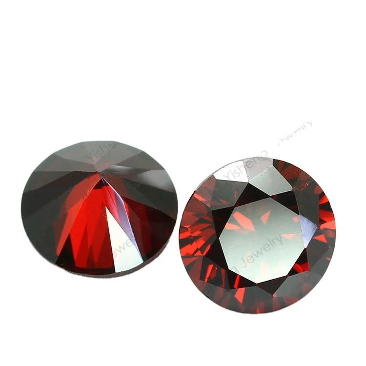 Round Diamond Cut Red Garnet Gemstone Factory Prices Cubic Zirconia Stones