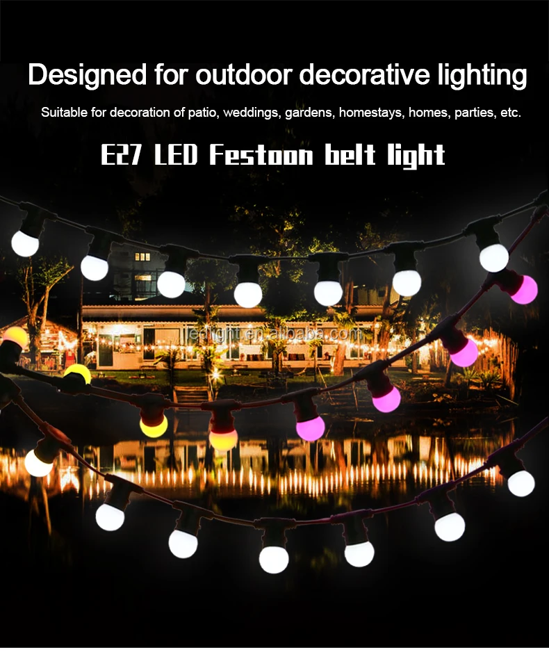 Patio Wedding Backyard heavy duty LED string festoon light S14 lamps with shade E26 E27