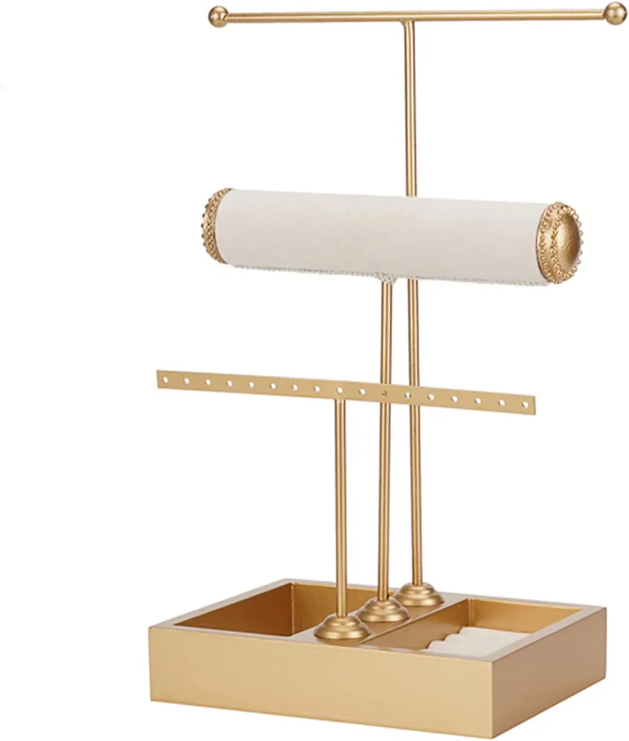 Hot Selling High Quality Metal Gold Velvet T-Rack Earring Ring Bracelet Jewelry Display Stand Holder
