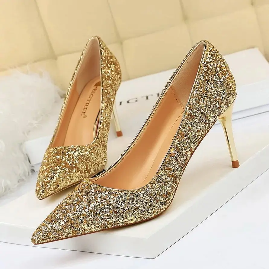 Spring autumn wedding shoes female bridal wedding dress bling crystal shoes summer new high heels stiletto shoes