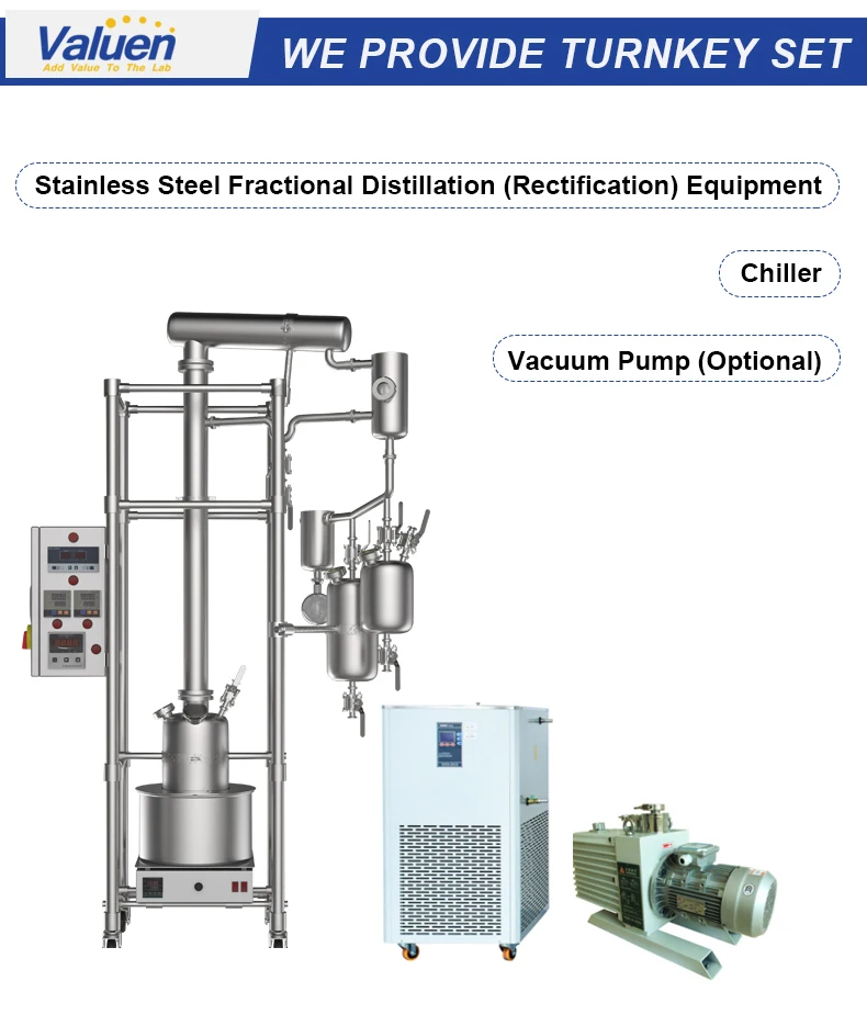 Valuen 20L Ethanol Extraction Machinery For Hemp Fractional Distillation Unit  Stainless steel rectification