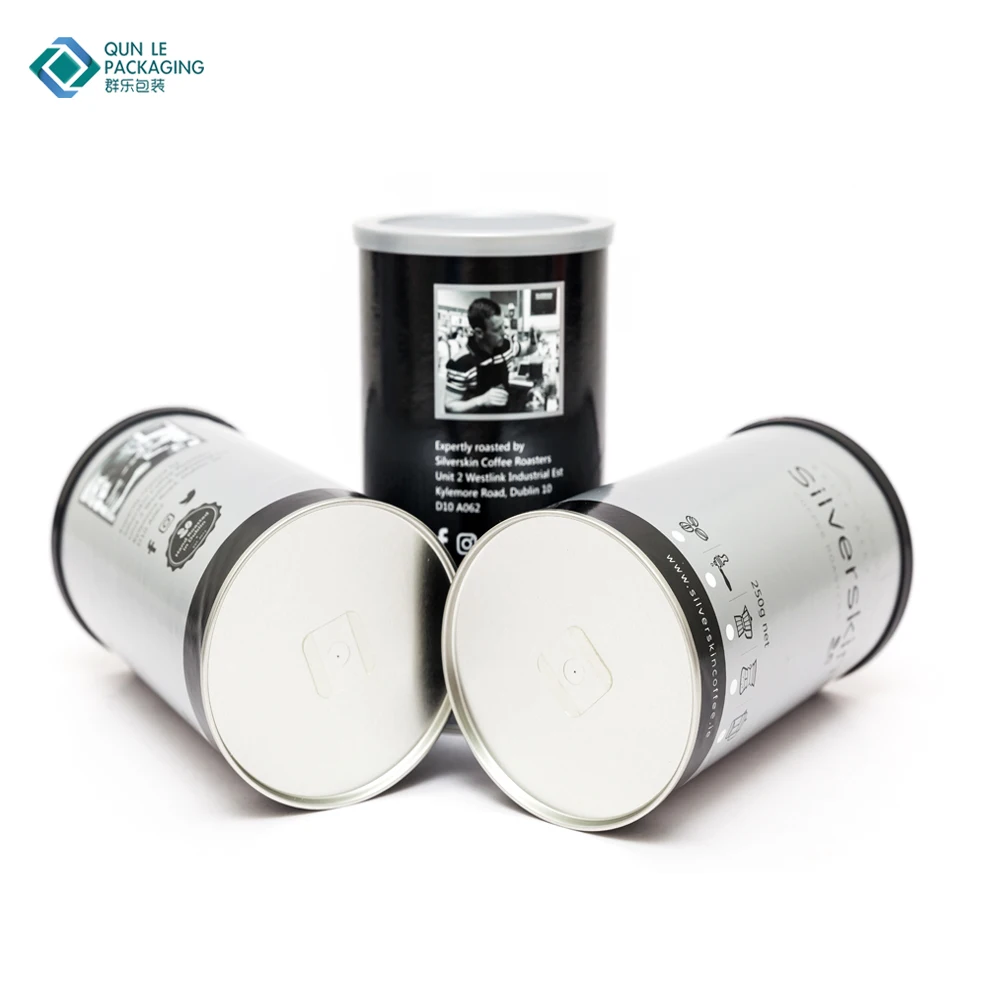 New Custom Luxury Design Coffee Beans Composite Can With Single Way Valve Paper Tube Packaging Box