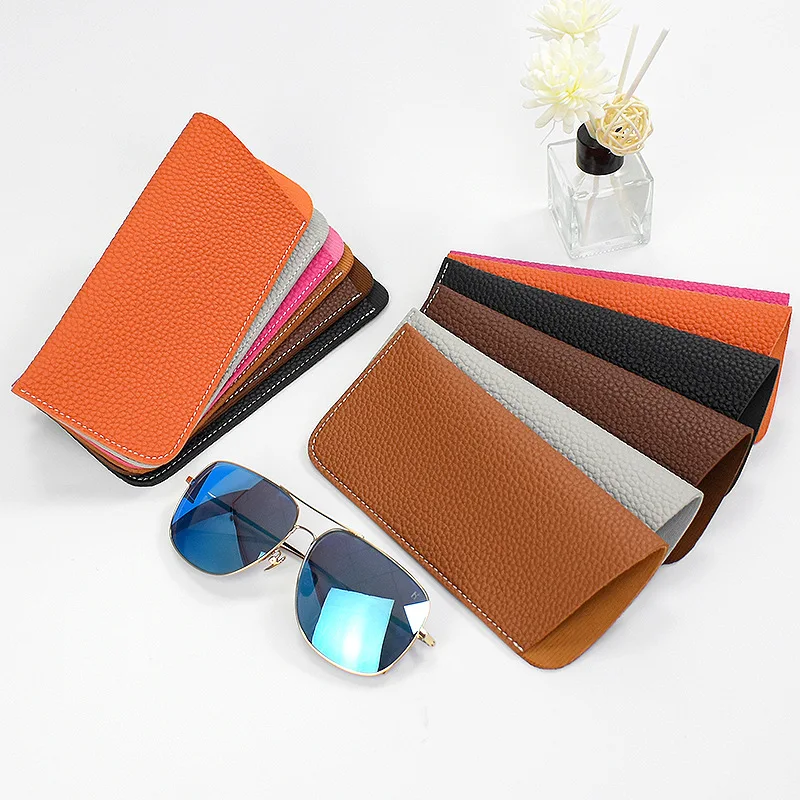 Wholesale summer 2023 eyewear accessories bulk large sunglasses soft bag PU elder reading glasses soft slide slip-in pouch case