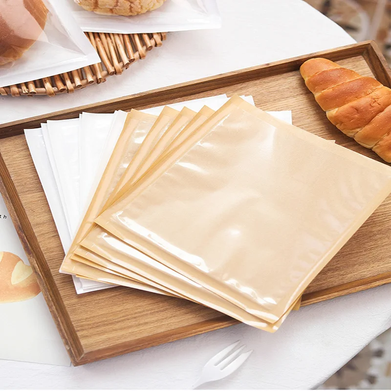 Back Side Paper 3 Side Heat Seal Open Top Flat Bottom Coated Kraft Paper Food Snack Packing bag/ Kraft Paper Bag China