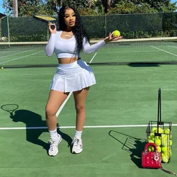 2023 Women Fall 2 Piece Sexy Casual Tennis Skirt Clothes Two Piece Jersey Baseball Wear Skirt Dresses Set