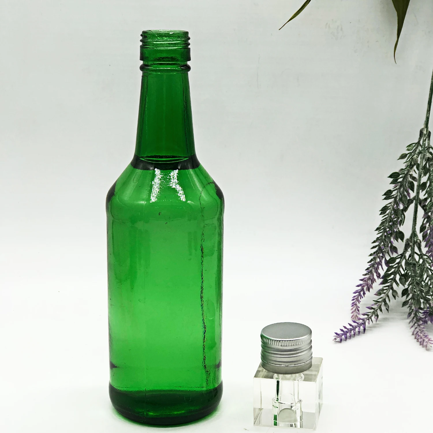 360 мл светло-зеленая бутылка для ликера soju с алюминиевой крышкой