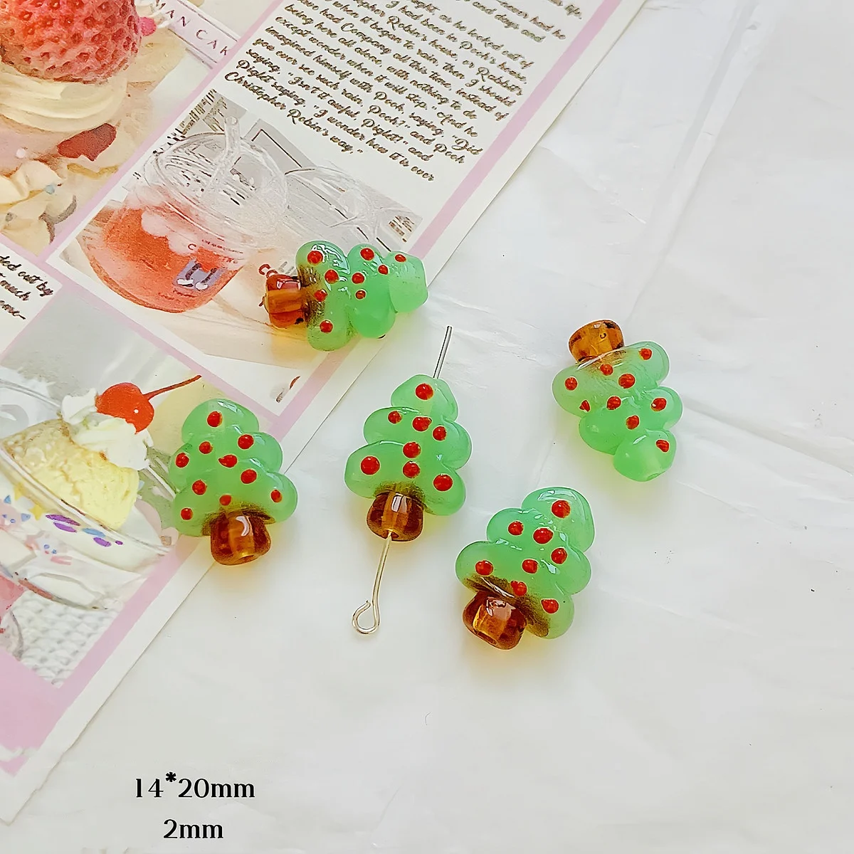 Cute 14 * 20mm Colorful Christmas Tree Beaded Hand Painted Glass Bead Charm For Diy Necklace Bracelet Making Jewelry Accessories