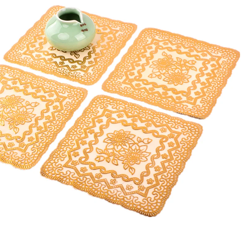 
PVC bronzing lotus coaster ashtray cushion round western placemat 