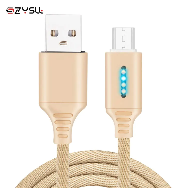 
2019 Fast Charging Aluminum Alloy Type-C 8-Pin Mini Charger Type C Data Nylon Braided Smart Automatic power-off USB Cable 