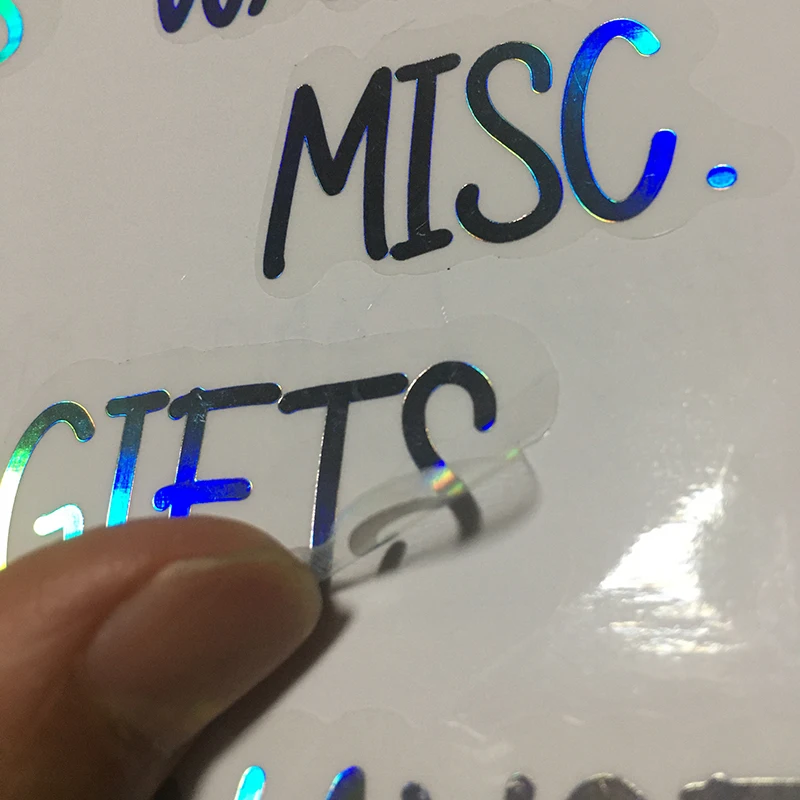 Customized reflection rainbow Holographic laser clear  decal sticker   sheet