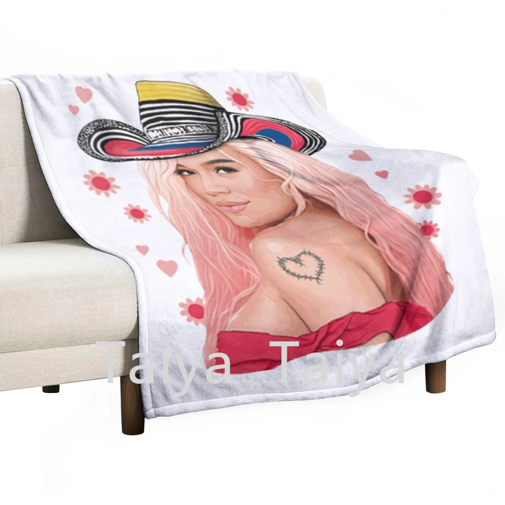 Custom Print new design Karol G thin thickened Flannel fleece travel nap throw blankets