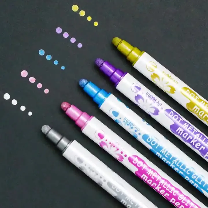 Double Tipe Drawing Doodle Outline Marker 5 Color Glitter Metallic Pens For Shoes Dairy Paint Art Student
