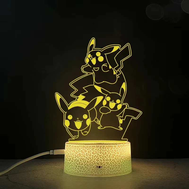 RGB LED Lamp ABS Acrylic Black 3D lamp cracked base Touch Base with USB Cable and Remote Control