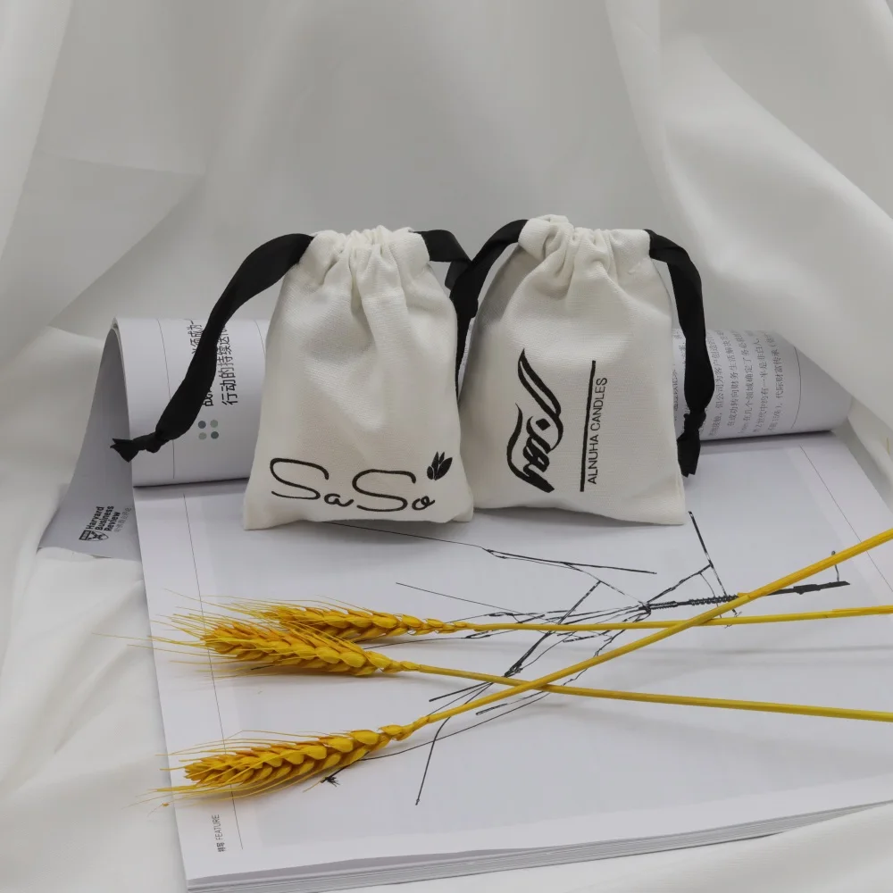 100 MOQ Recycle Linen Muslin 100% Cotton Drawstring Organic Packaging Promotional Gift Bags