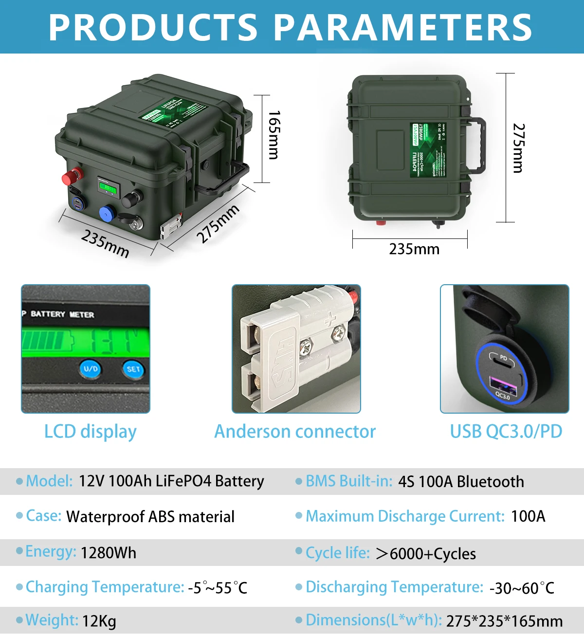 CERRNSS Высококачественный портативный аккумулятор LiFePO4 24V 100ah 105Ah 200Ah перезаряжаемый для морской
