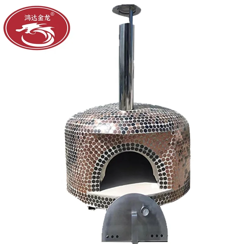 rotating big size wood fired pizza oven building material copper color commercial outdoor pizza oven for sale