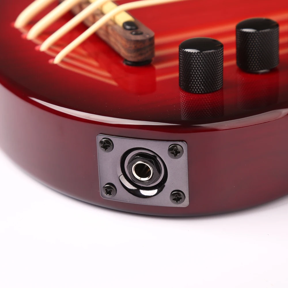 Pop Grade Red Polished 4-String UBass Basse Guitar Electric Bass with Acoustic Headstock Ash Body Maple Back/Side for Music