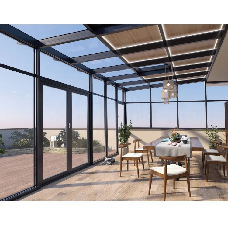 Customized Waterproof Sun Protection Free Standing Sunroom Tempered Glass Sunrooms With Aluminium For Villa Garden for sale